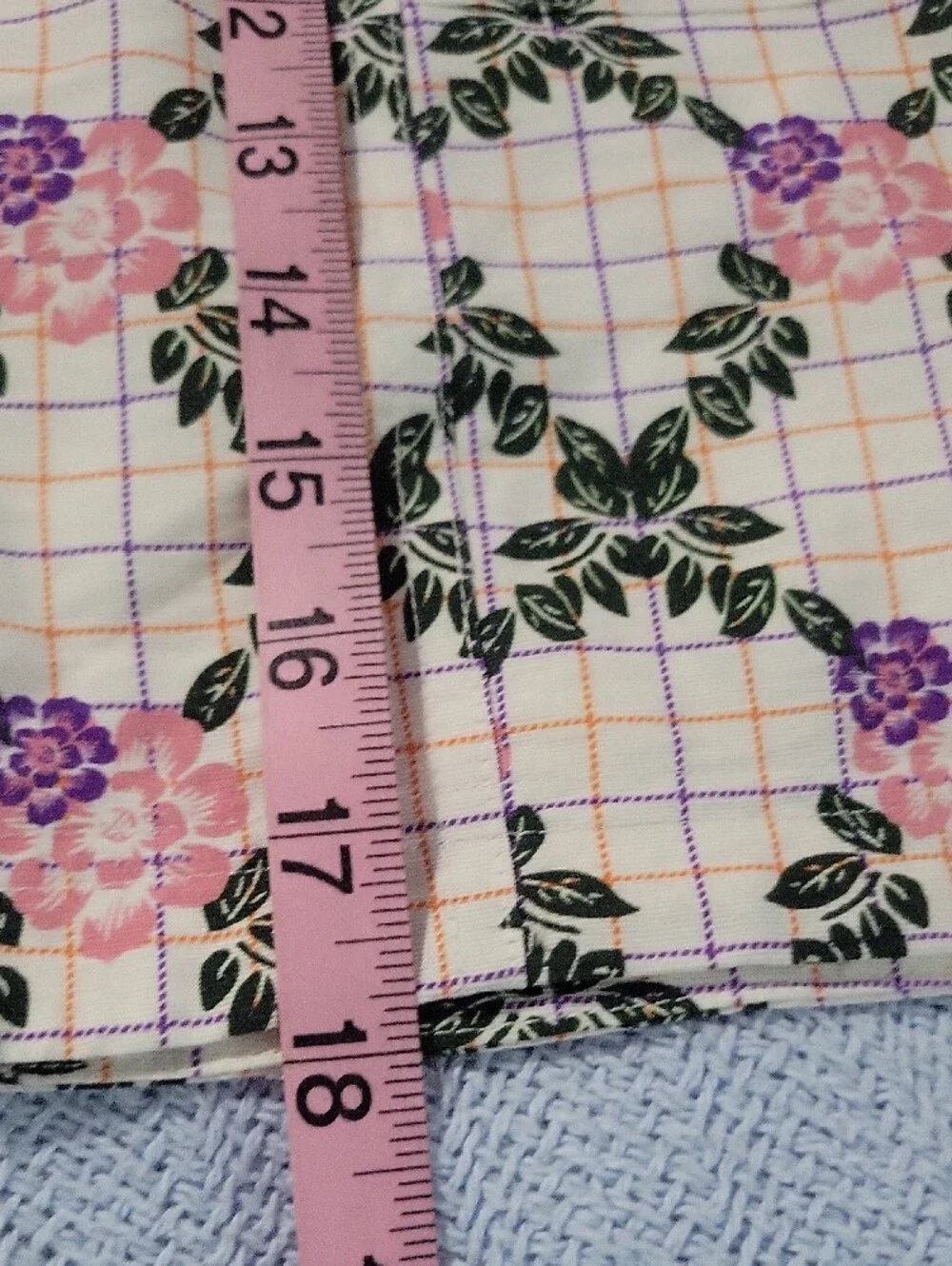 Button-Front Floral Plaid Mini Skirt - Pink/Green